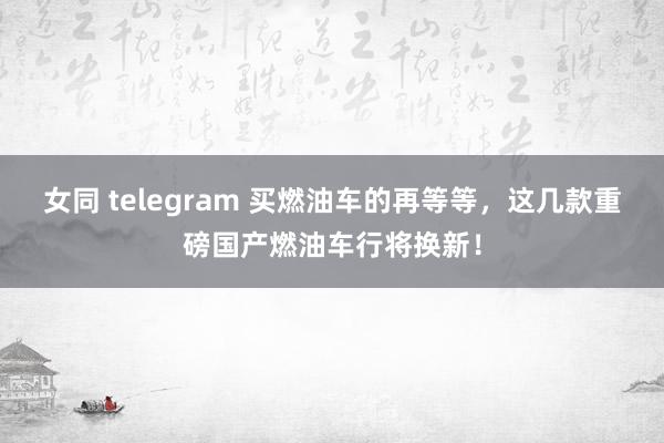 女同 telegram 买燃油车的再等等，这几款重磅国产燃油车行将换新！