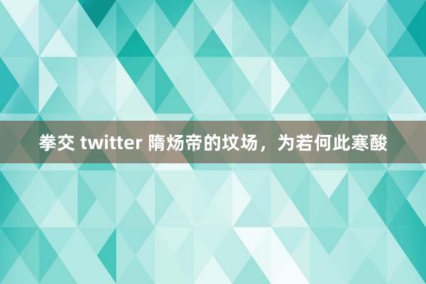 拳交 twitter 隋炀帝的坟场，为若何此寒酸