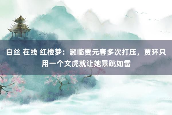 白丝 在线 红楼梦：濒临贾元春多次打压，贾环只用一个文虎就让她暴跳如雷