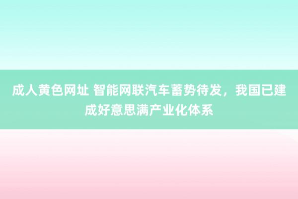 成人黄色网址 智能网联汽车蓄势待发，我国已建成好意思满产业化体系