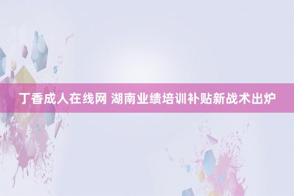 丁香成人在线网 湖南业绩培训补贴新战术出炉