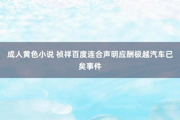 成人黄色小说 祯祥百度连合声明应酬极越汽车已矣事件