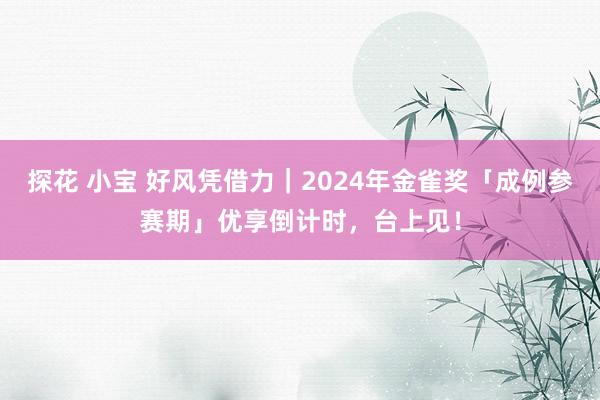 探花 小宝 好风凭借力｜2024年金雀奖「成例参赛期」优享倒计时，台上见！