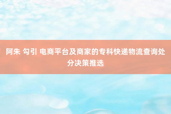 阿朱 勾引 电商平台及商家的专科快递物流查询处分决策推选