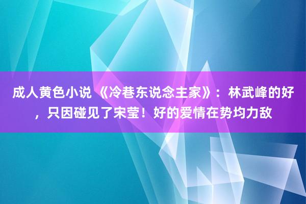 成人黄色小说 《冷巷东说念主家》：林武峰的好，只因碰见了宋莹！好的爱情在势均力敌